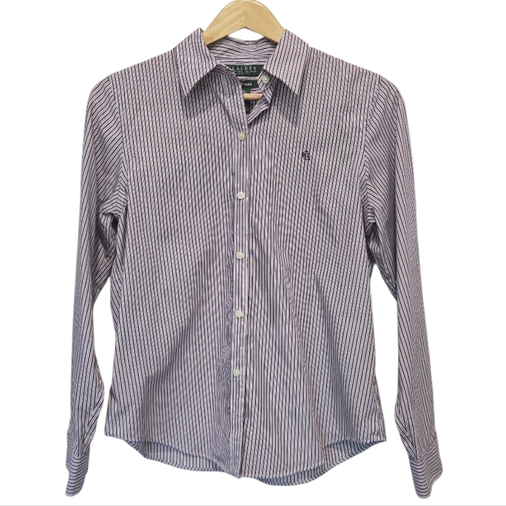 Lauren Ralph Lauren Non Iron Buttondown Dress Shirt Size Medium Petite